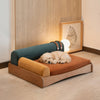 Modern pet modular bedding featuring playful geometric silhouette warm earthy colours birchwood Tri Tone