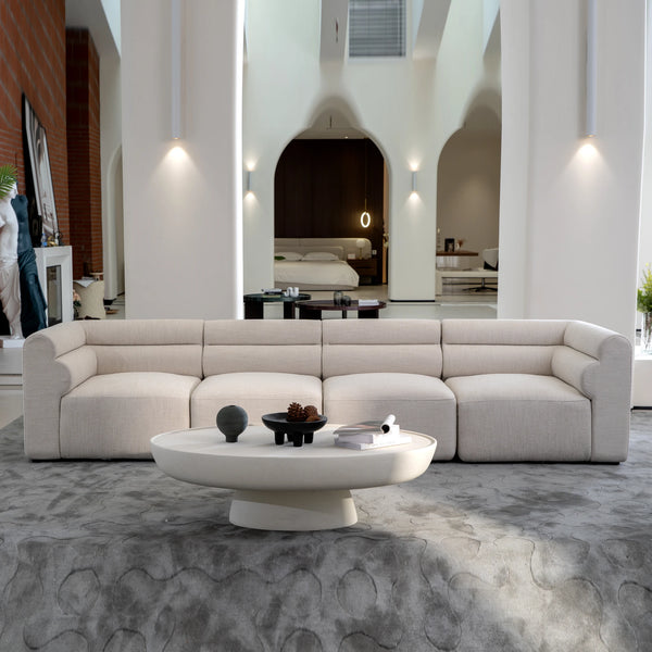 Modular clover shaped sofa with sculptural line sand plush comfort