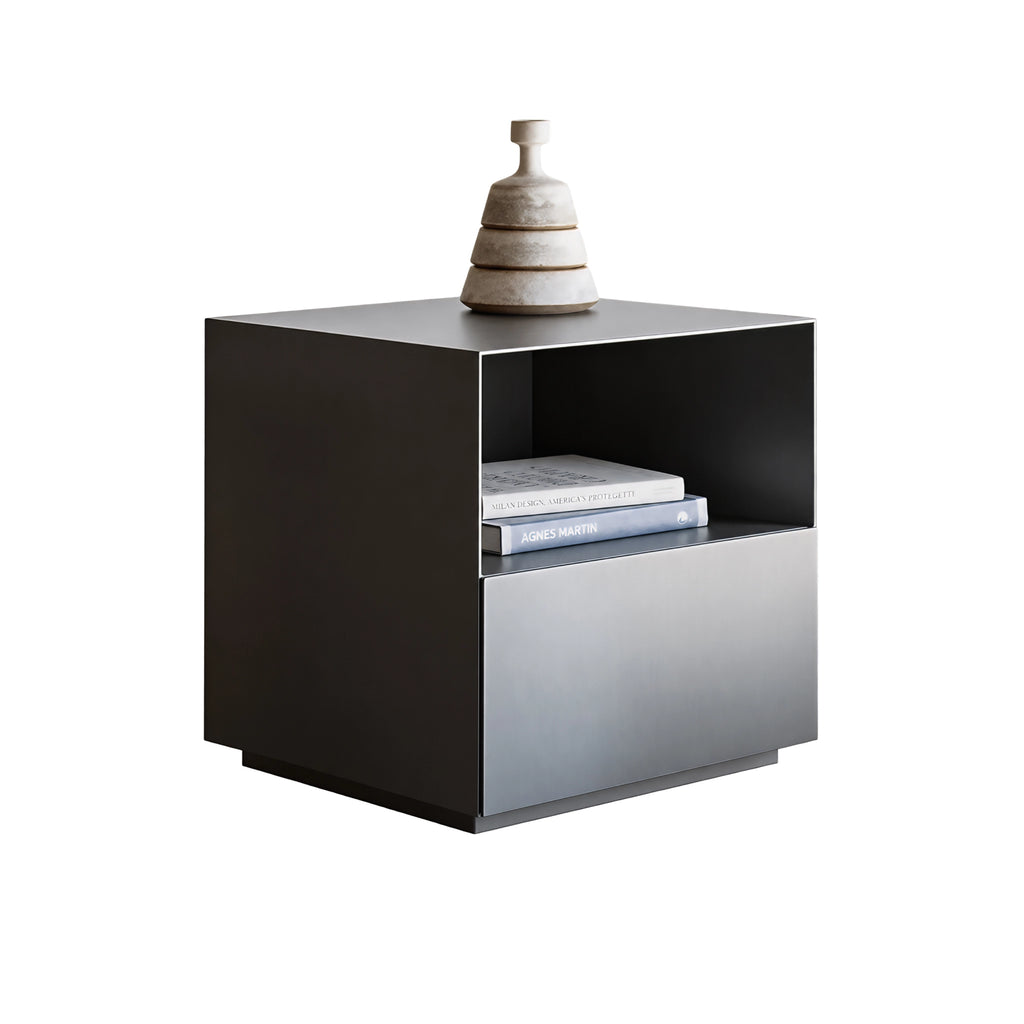 Monolith Bedside Table Matte Carbon Steel Bedroom Thumb