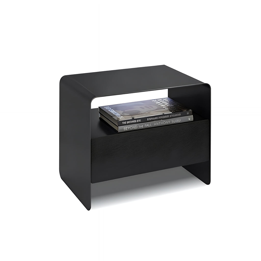 Monolith Bedside Table Matte Curved Carbon Steel Bedroom Thumb