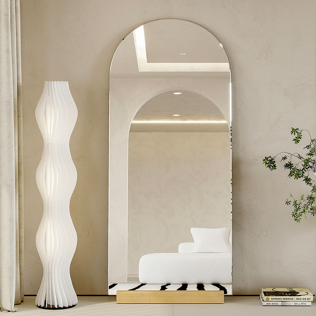 NOOR Frameless Standing Mirror Minimalist Organic Shape Arc
