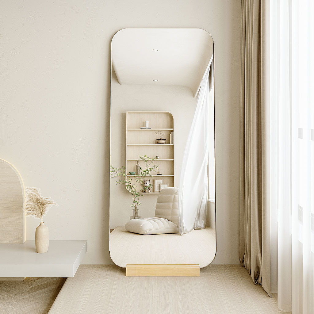 NOOR Frameless Standing Mirror Minimalist Organic Shape Rectangle
