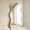NOOR Frameless Standing Mirror Minimalist Organic Shape Wave