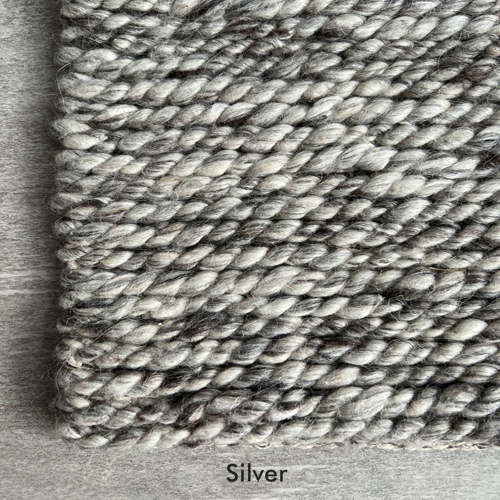 Handwoven Nelly Wool Rug Silver Close Up