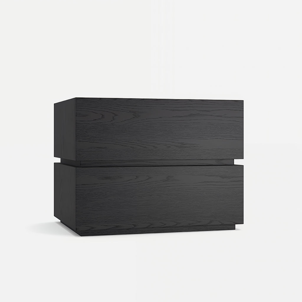 Oblo Bedside Table Black Double Drawer Thumb