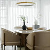 Opal Dining Armchair Antique Brushed Brass Linen Fabric Dining Set up Lifestyle Modern Design