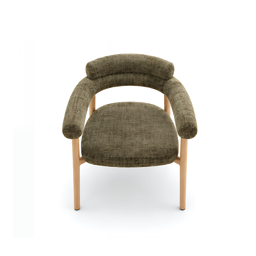 Ovello Dining Armchair Green Curved upholstere armrests Arial View