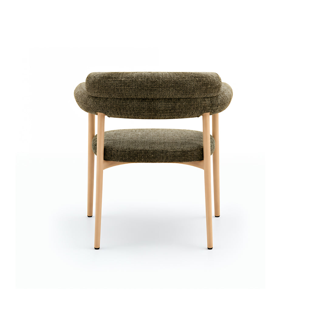 Ovello Dining Armchair Green Curved upholstere armrests Rear View