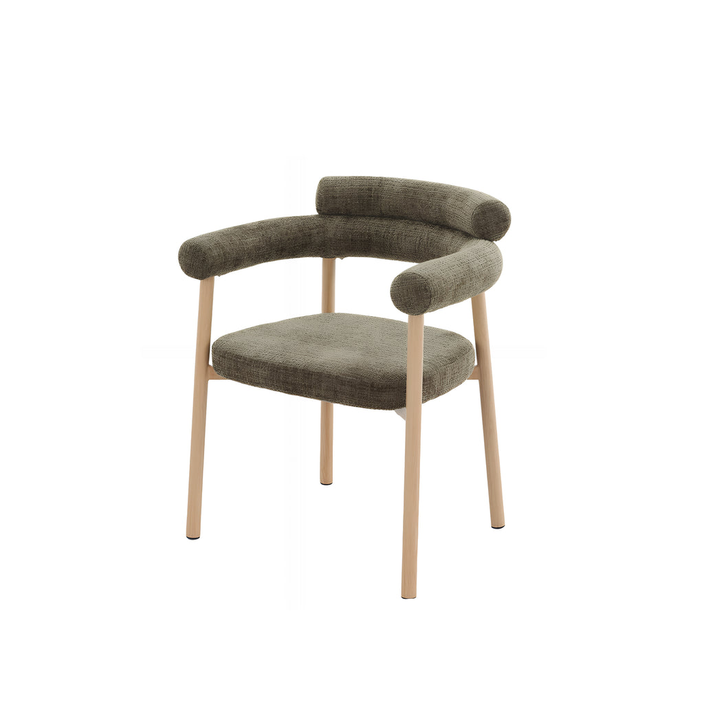 Ovello Dining Armchair Green Curved upholstere armrests