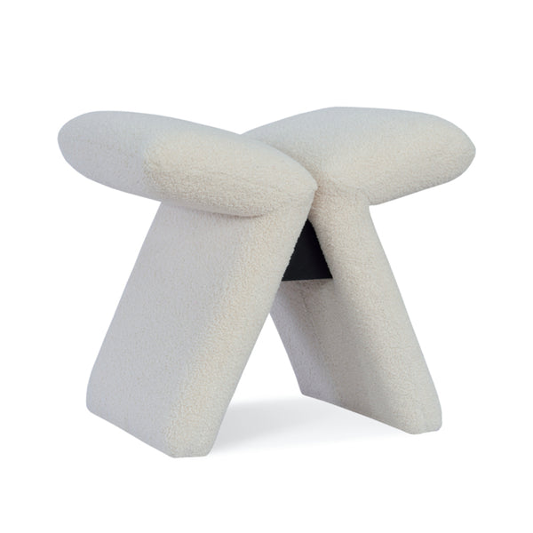 Modern upholstered accent stool with angled legs