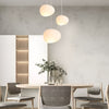 Minimalist, modern and elegant pendant light in white organic pebble shapes dining room