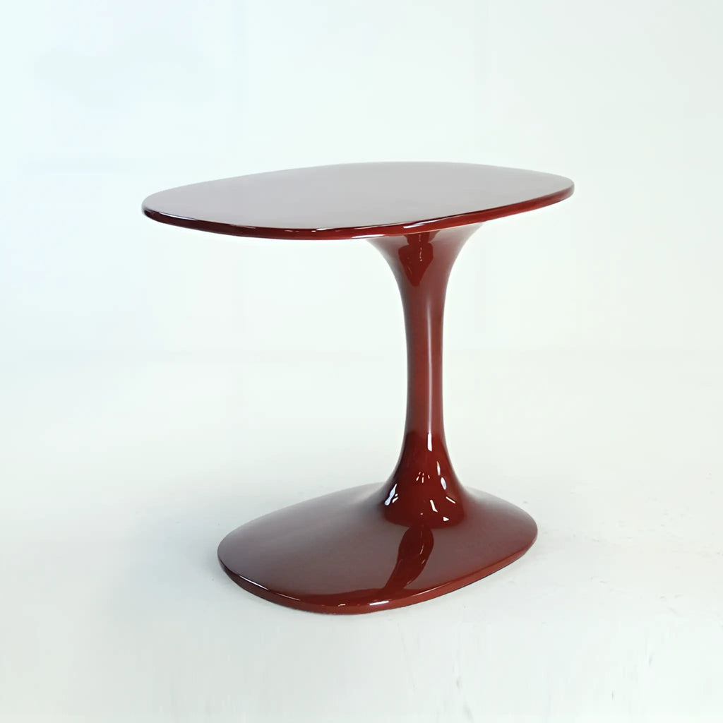 Pedro Side Table Sculptural Pedestal Accent Table Gloss Maroon