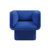 Plush blue velvet Todd sofa offering modern elegance with a sculptural touch