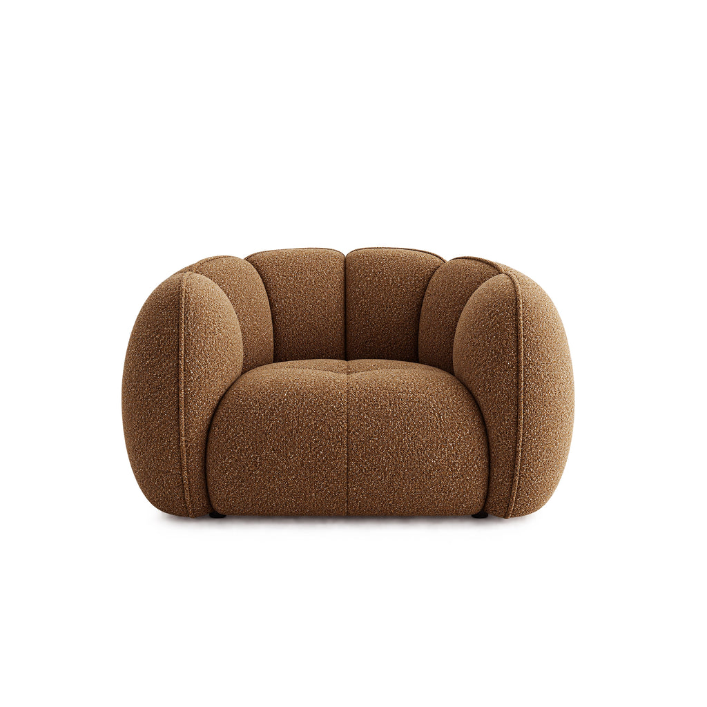 Pomera Lounge Chair Sculptural Accent Chair Boucle Brown Texture