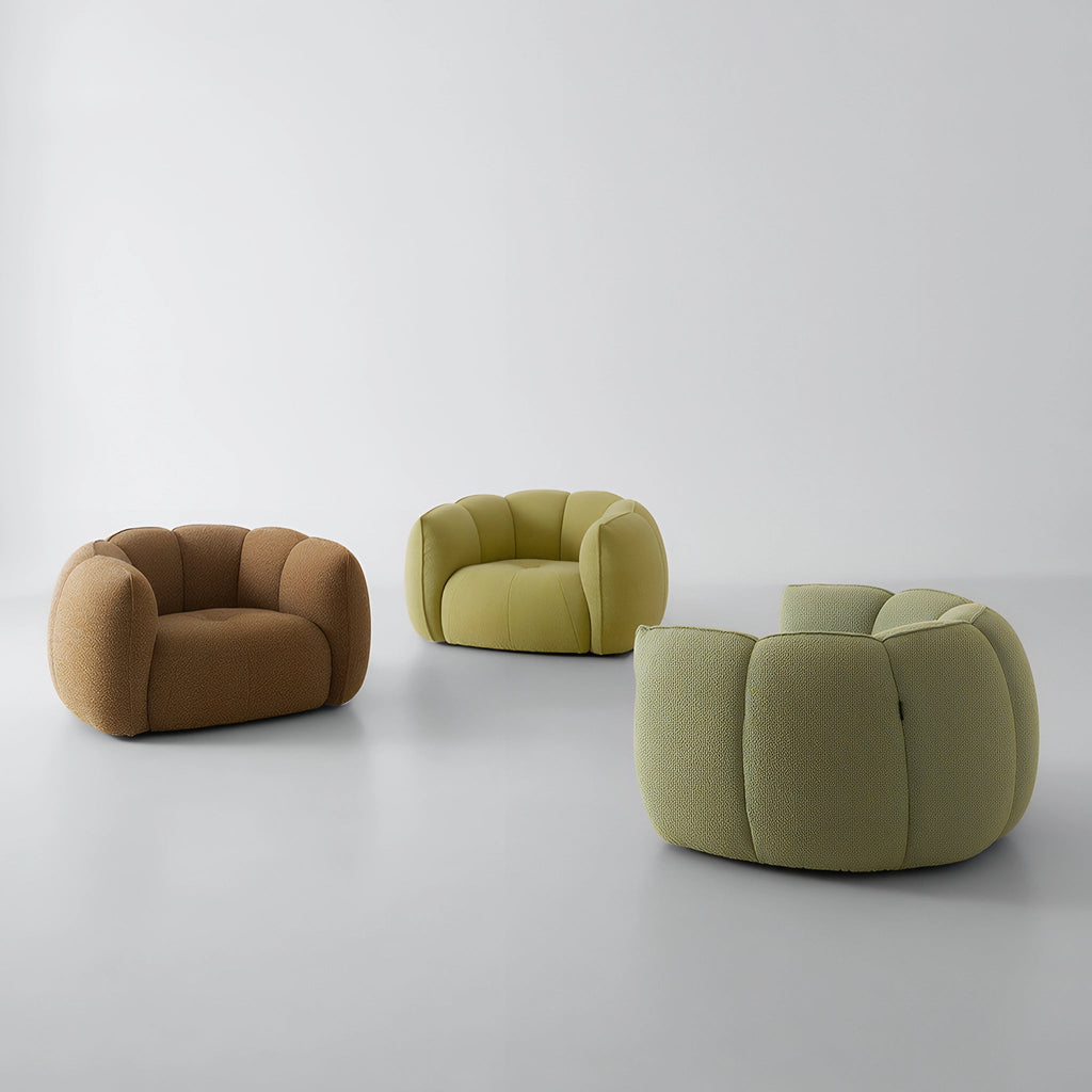 Pomera Lounge Chair Sculptural Accent Chair Boucle Colourful Variant