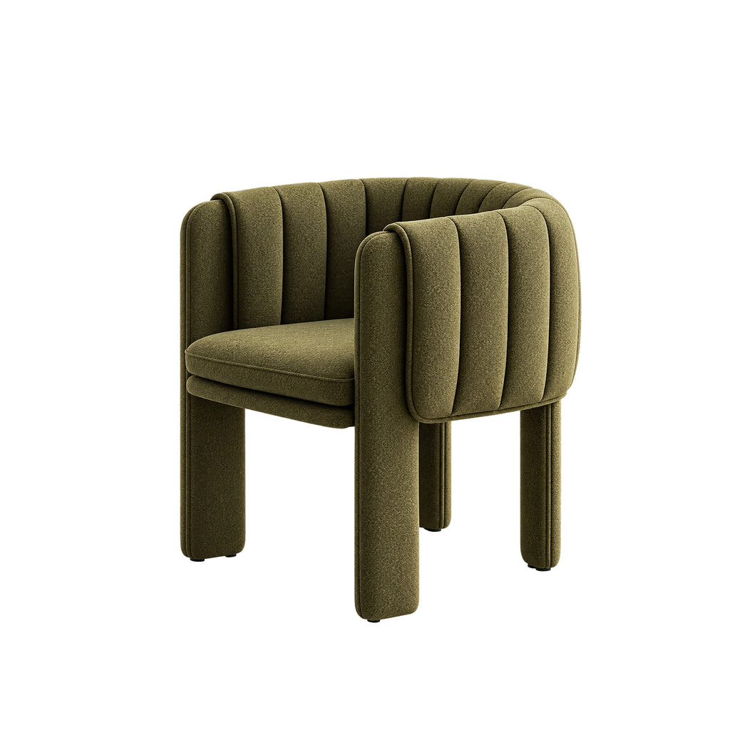 RIVELLE Dining Chair channel tufted upholstery and a contemporary design Minimal Shape Unique Green
