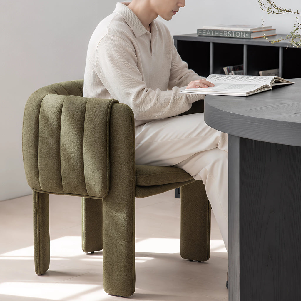 RIVELLE Dining Chair channel tufted upholstery and-a contemporary design that brings elegance to any space Close Up