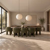 RIVELLE Dining Chair sculptural curved silhouette channel tufted upholstery Dining Lifestyle