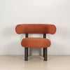 ROLO Lounge Chair Caramel rounded upholstered seat Actual Front View Shot