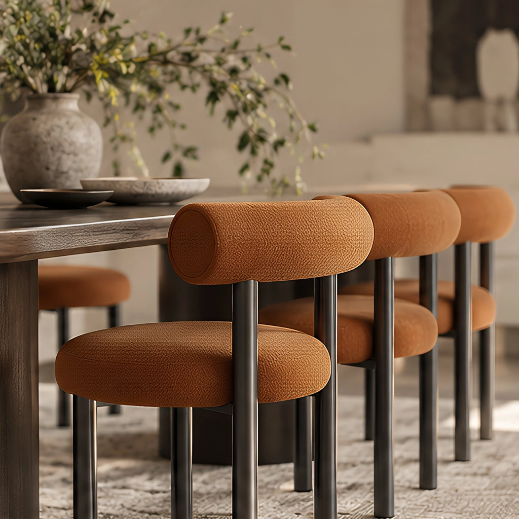Rolo Dining Chair Mud Caramel Dining Set Close Up
