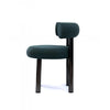 Rolo Dining Chair Mud Green generously rounded upholstered seat Side View