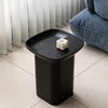 Sophisticated black ashwood end table with a clean geometric shape and natural wood grain