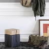 Contemporary Wooden Block Stool in Oak and Black Finish