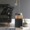 Contemporary Wooden Block Side Table in Oak and Black Finish