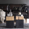 Contemporary Wooden Block Coffee Table in Oak and Black Finish