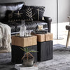 Contemporary Wooden Block Coffee Table in Oak and Black Finish