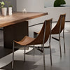 Stride Dining Chair Chrome Leg Saddle Leather Brown
