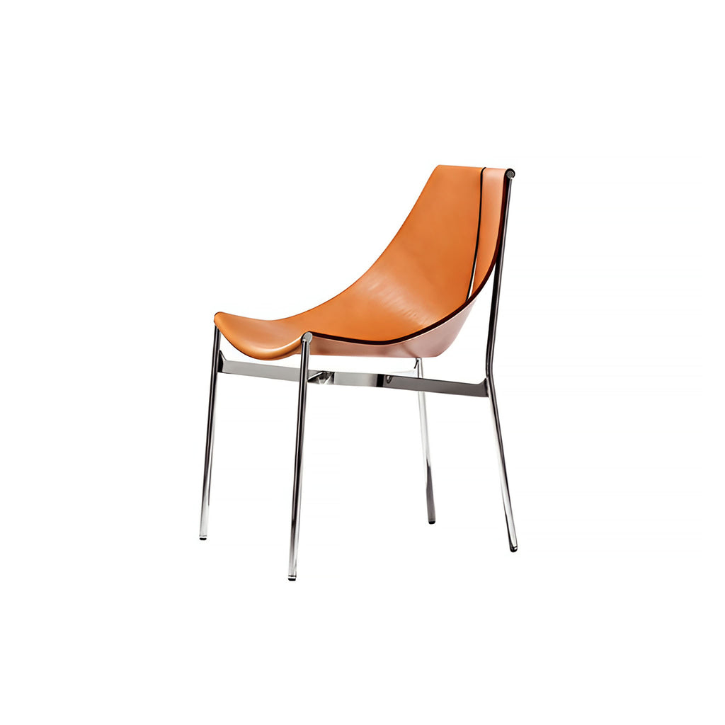 Stride Dining Chair Chrome Leg Saddle Leather Curved