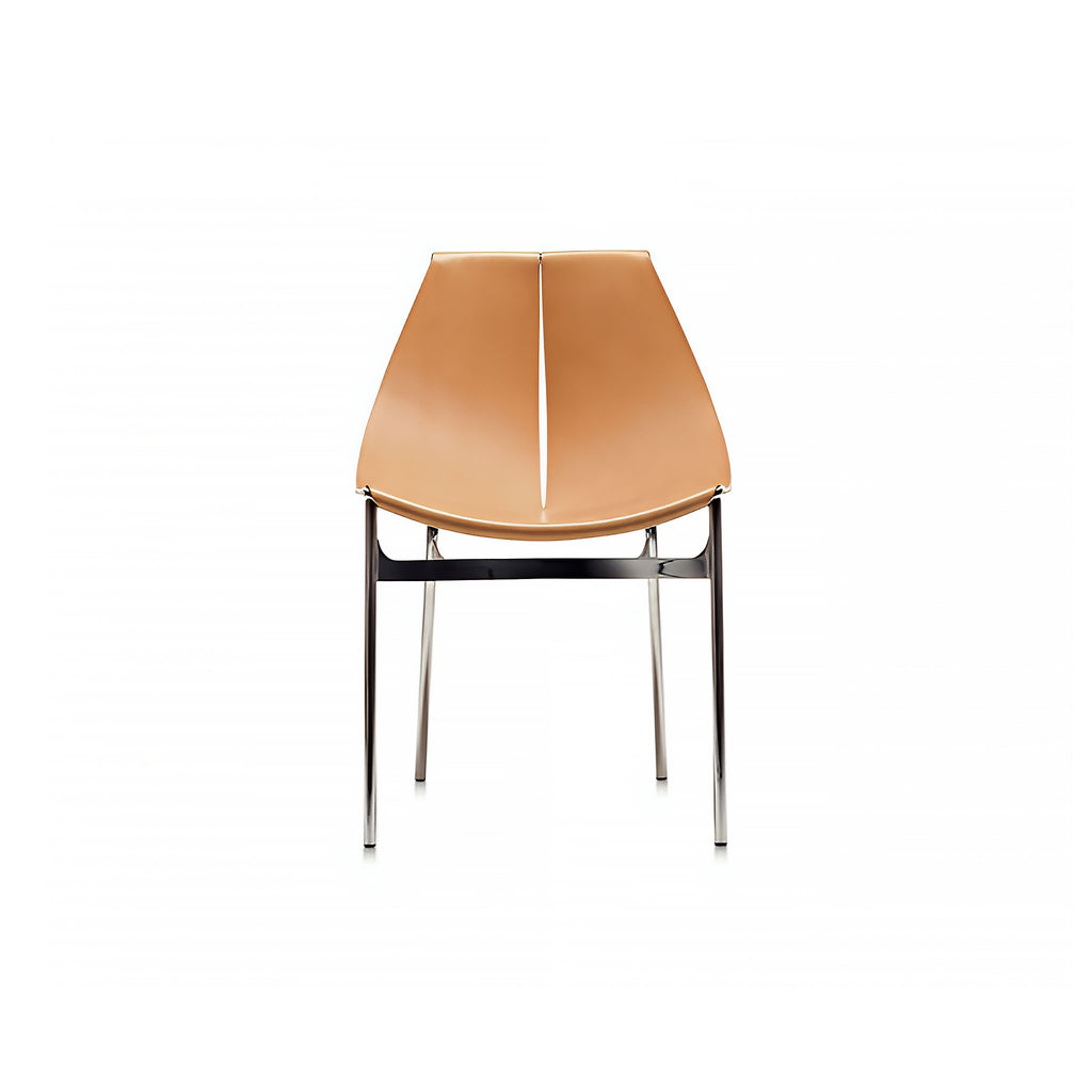 Stride Dining Chair Chrome Leg Saddle Leather