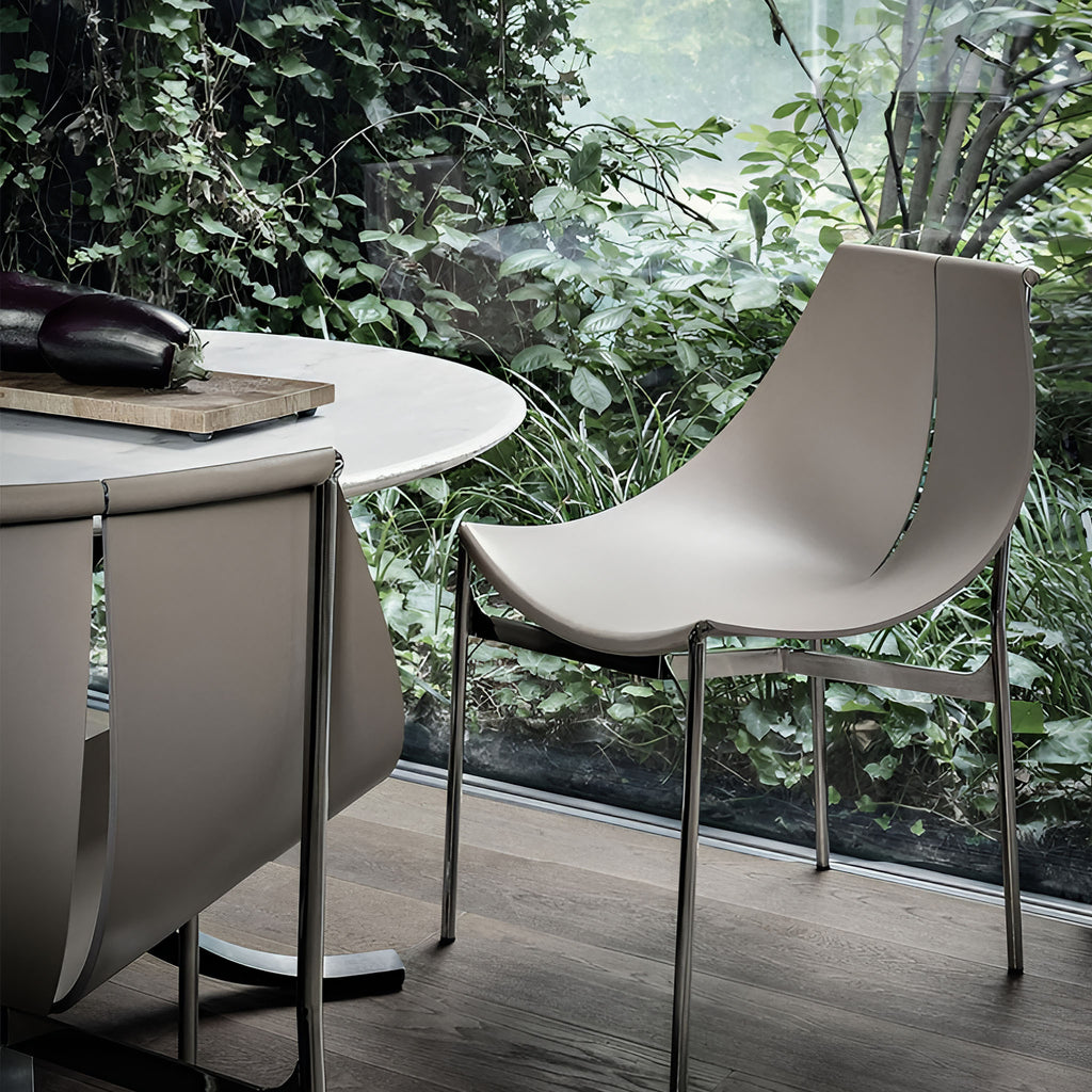 Stride Dining Chair Cream White Saddle Leather