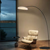 Arc-shaped Steel Floor Lamp Black with LED Shade 
