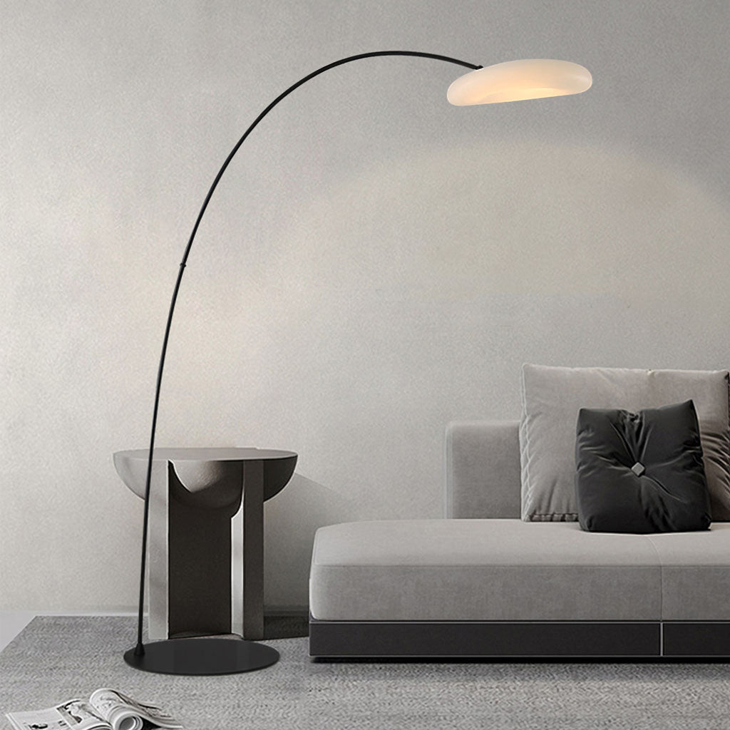 Arc-shaped Steel Floor Lamp Black with LED Shade 
