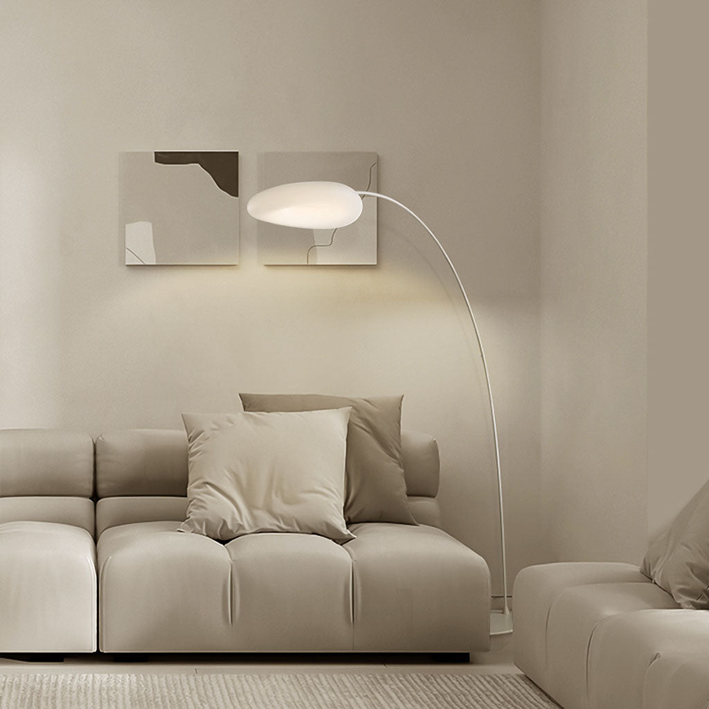 Arc-shaped Steel Floor Lamp White with LED Shade
