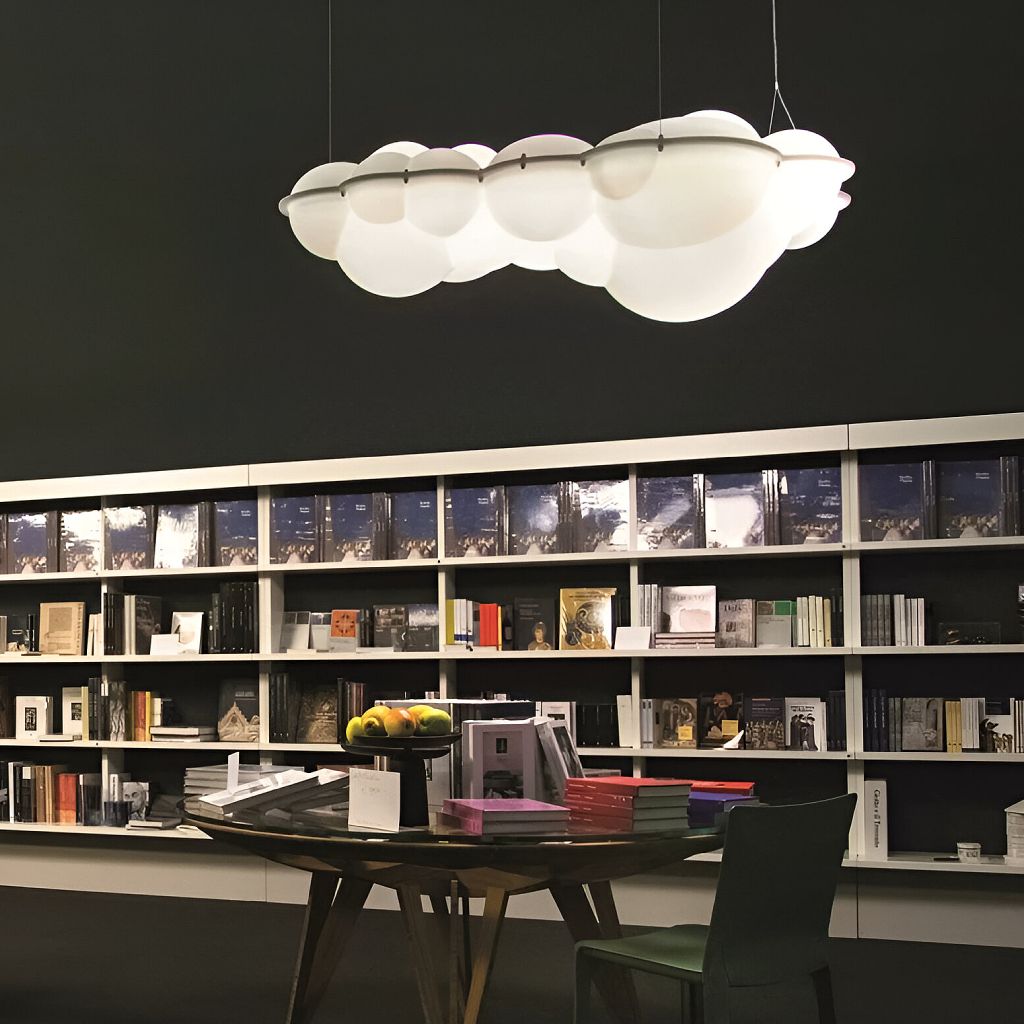 Sunderbans Pendant Light White Cloud Shape Minimal Sleek Design Gallery Display Area