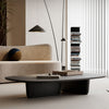 Contemporary Solid Wood Coffee Table Black Living Room Asymmetrical Leg