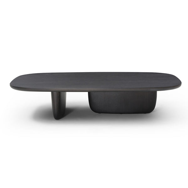 Contemporary Solid Wood Coffee Table Black Living Room T-Shaped Legs