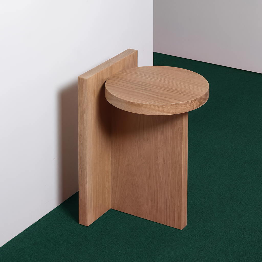 Minimalist solid and sturdy wooden side table