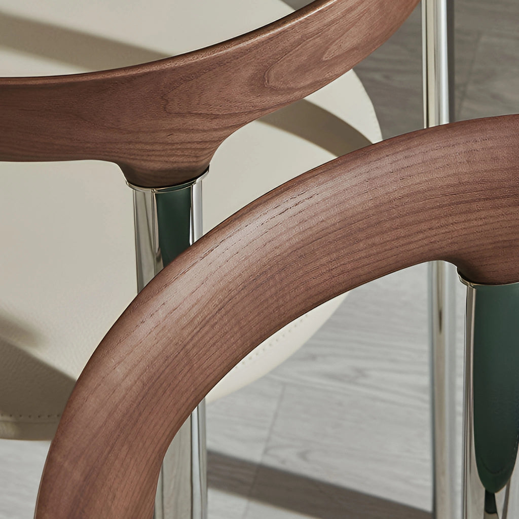 Travo Dining Chair Genuine Leather Sculpted solid ash wood backrest