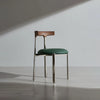 Travo Dining Chair Mud Green Genuine Leather Sculpted solid ash wood backrest