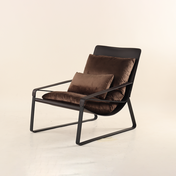 Verona Lounge Chair Steel Frame Leather Backing Plush Velvet Textured Upholstery Stylish Lounges