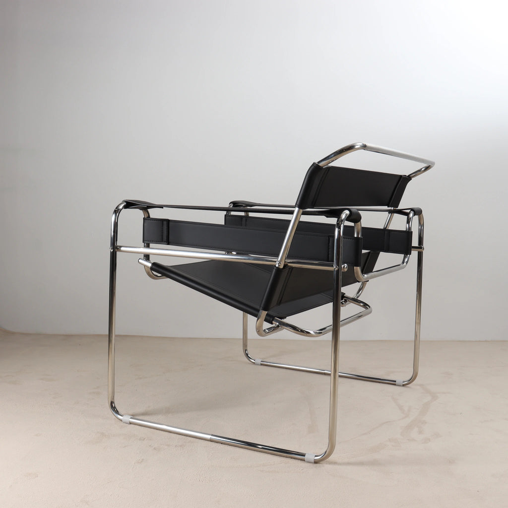Voss Armchair Pu Leather Black Geometrc Design