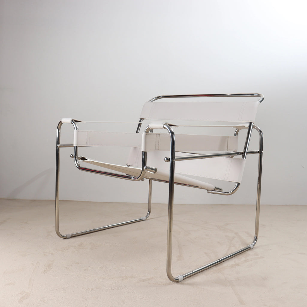 Voss Armchair Pu Leather White Geometrc Design