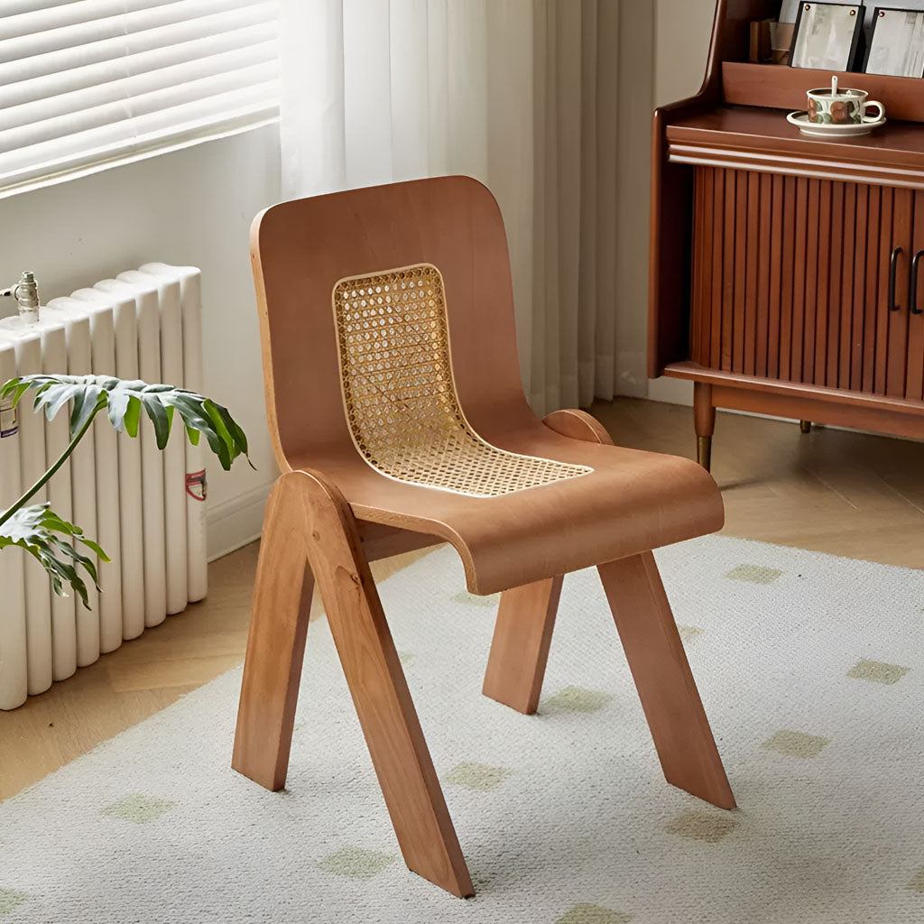 Weaver Dining Chair Peach Minimal Cane Curved Back