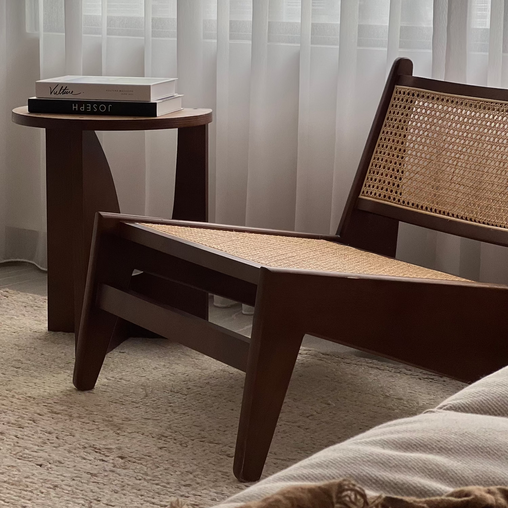 ZACHERY Lounge Chair in Walnut wood finish and cane seat