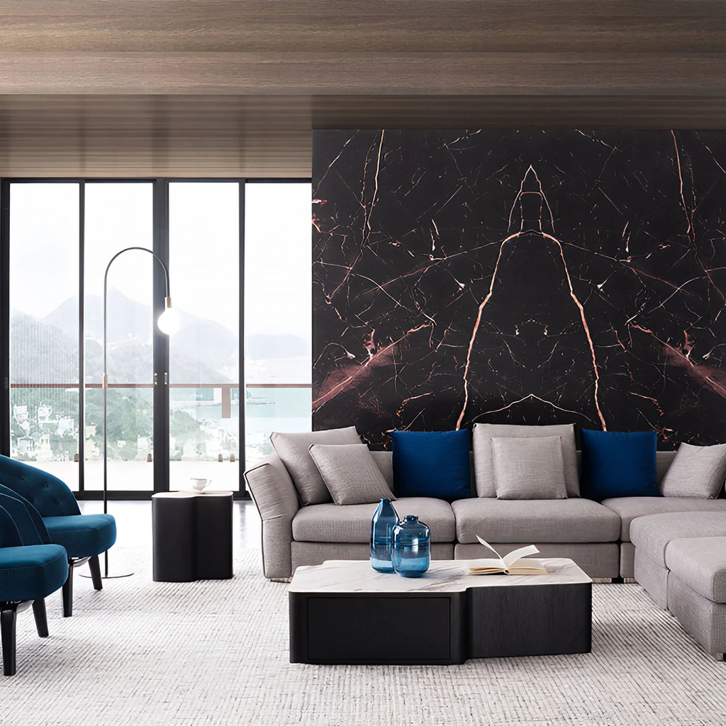 Zeno Marble Side Table Z Form Unique Natural Stone Veining