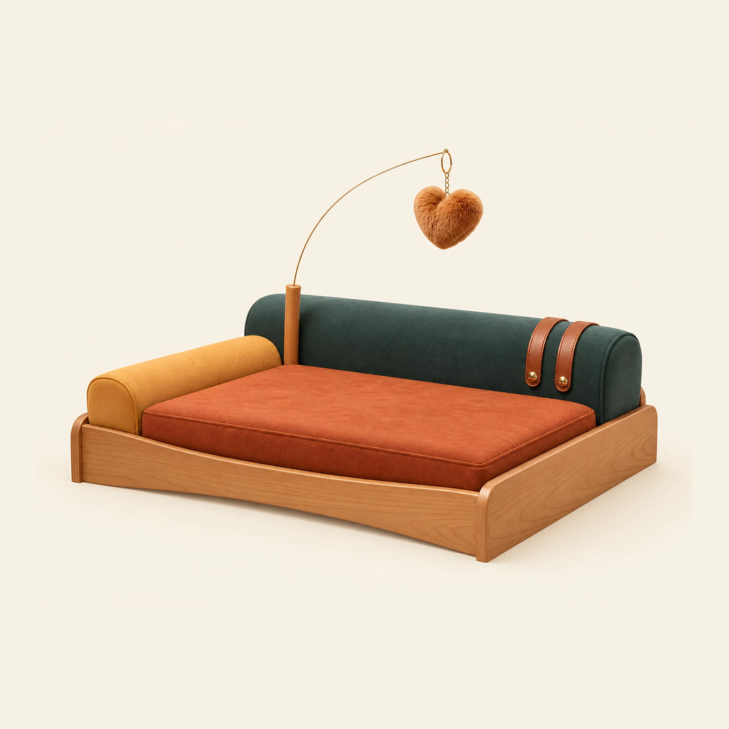 pet modular bedding featuring playful geometric silhouette warm earthy colours